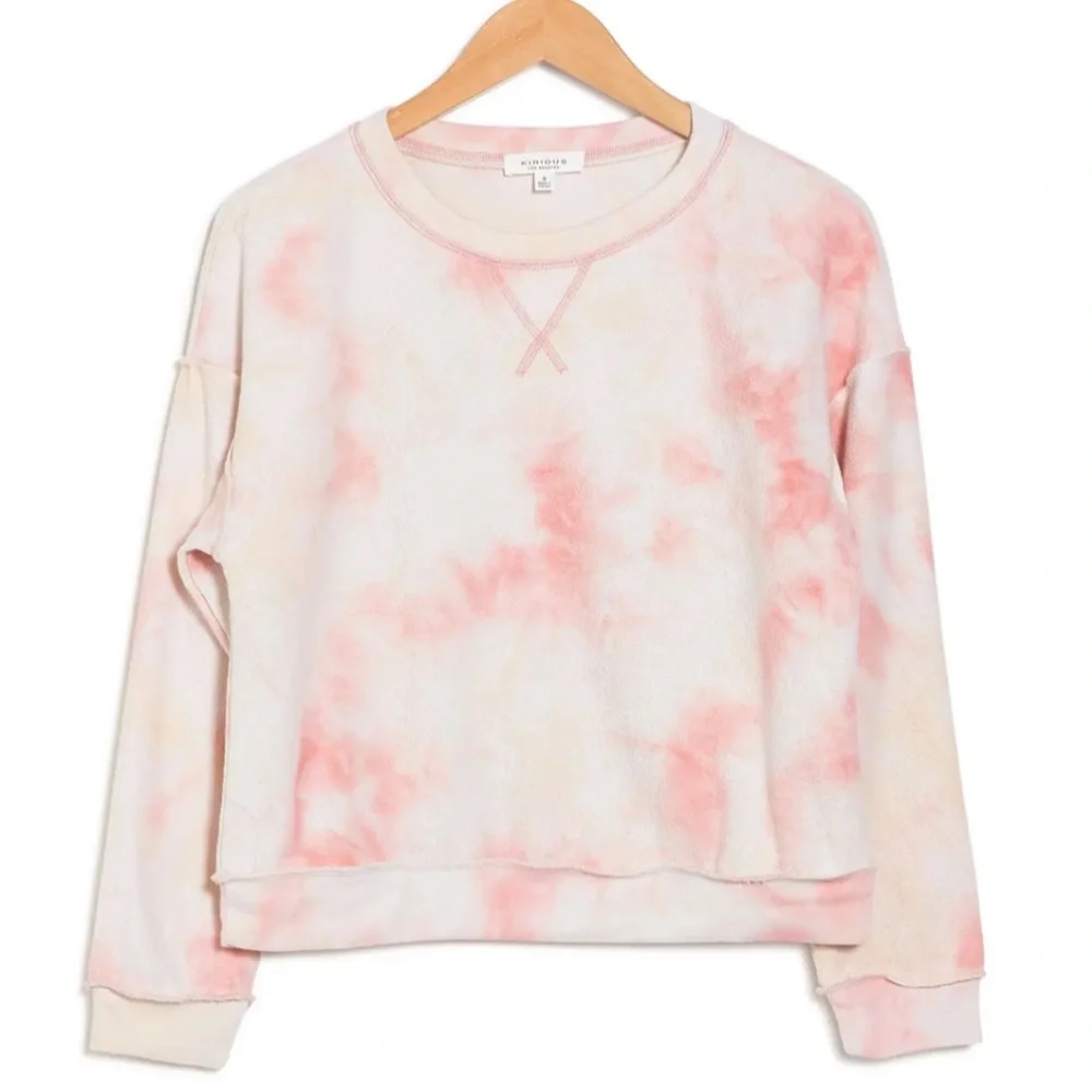 KIRIOUS Crew Neck Sweatshirt In Coral Tie Dye S NEW - Picture 1 of 3